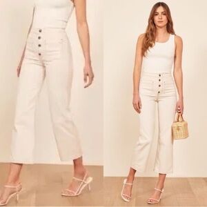 Reformation Cream Wide Leg Jeans